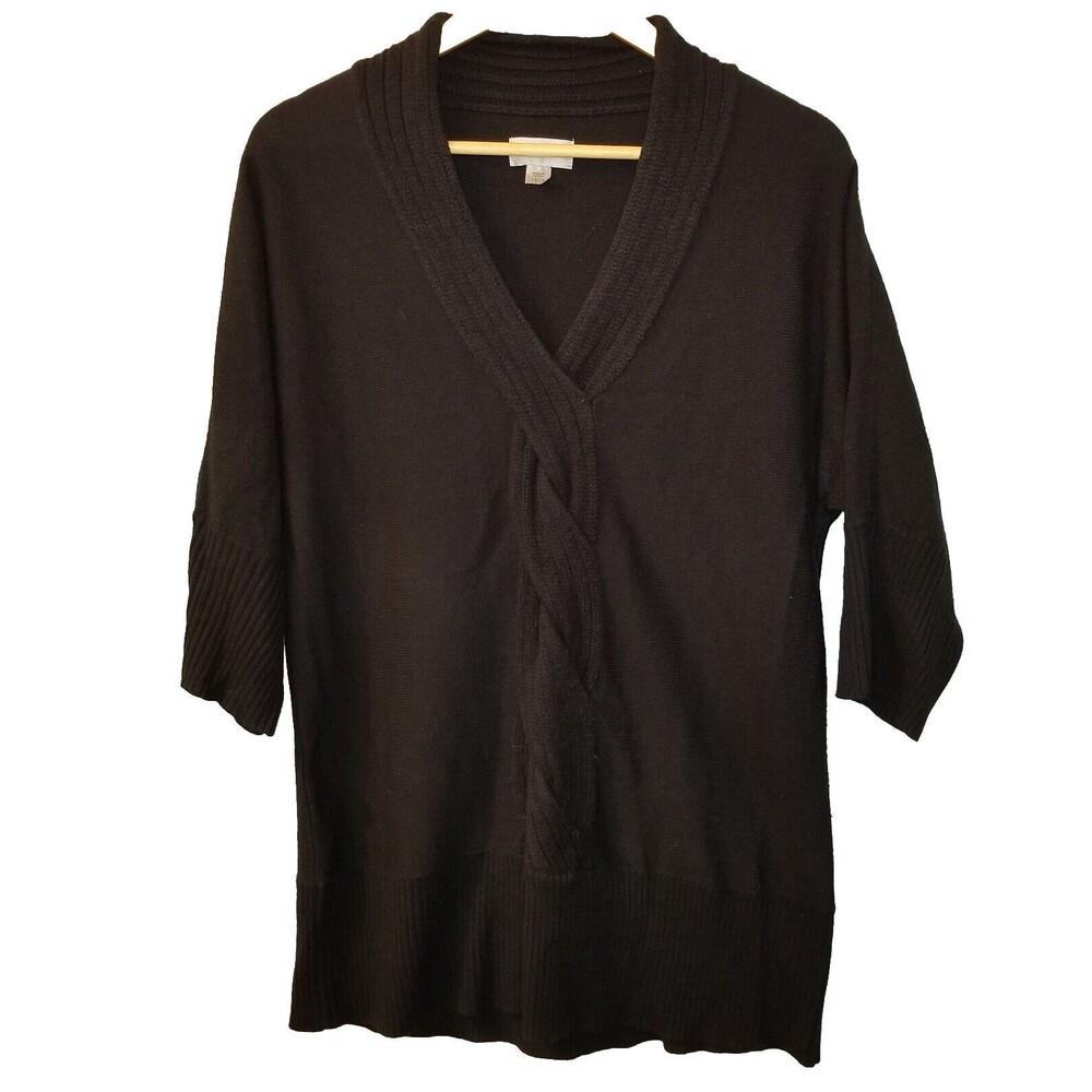 Avenue Womens Sweater 14/16 Black Pullover 3/4 Sleeve